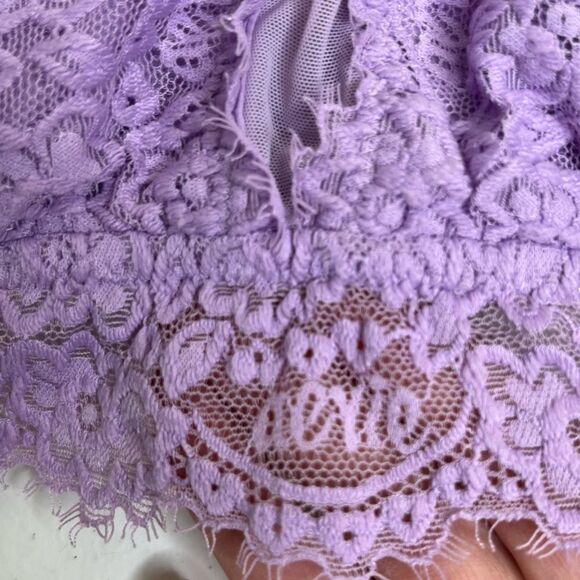Aerie Purple Lace Bralette Convertible Adjustable Strap Mesh Insert Women Large - Picture 7 of 15